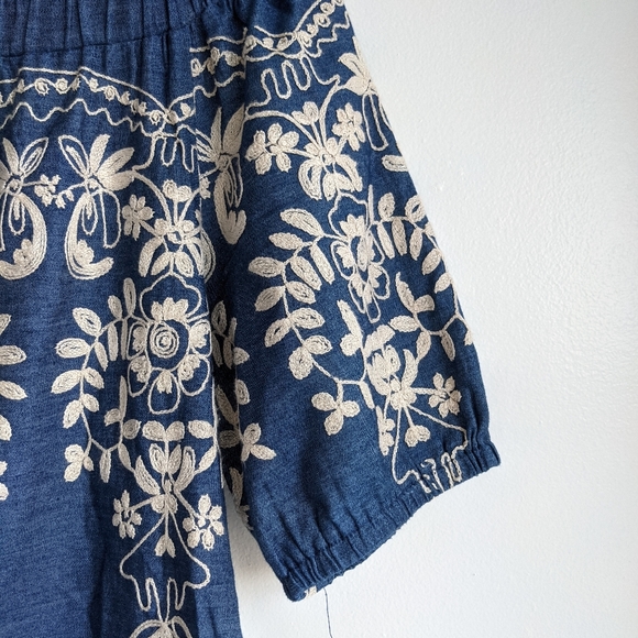 Light Chambray Off the shoulder embroidered dress - Picture 4 of 8